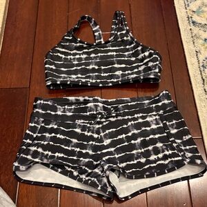 Athleta Black and White Tie-Dye Kids Swim Set